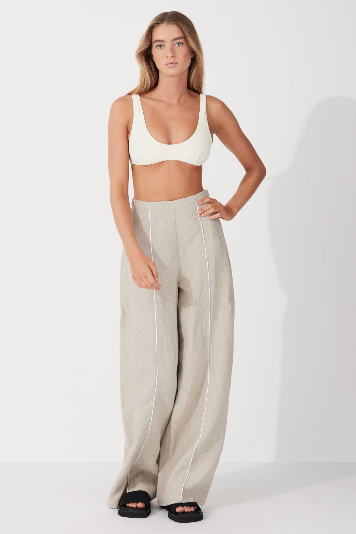 Contrast Linen Pant | Husk