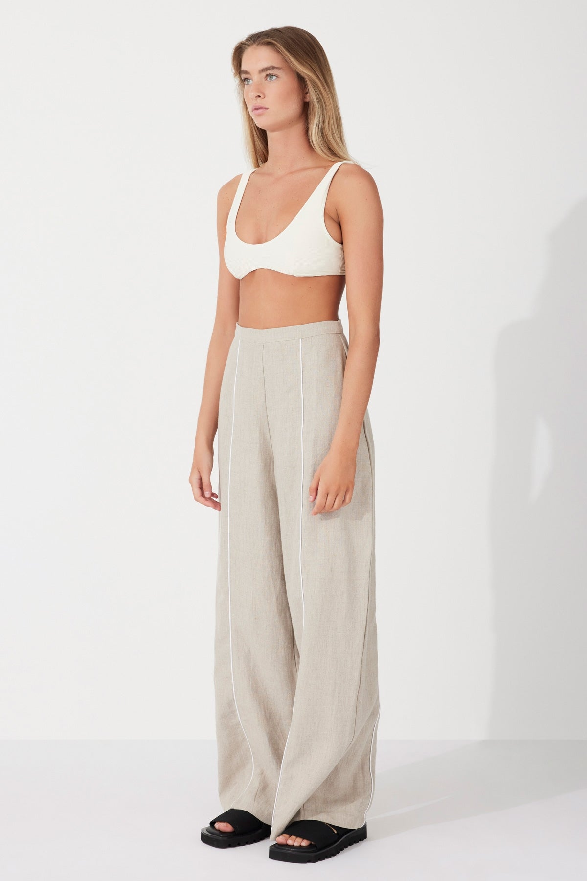 Contrast Linen Pant | Husk