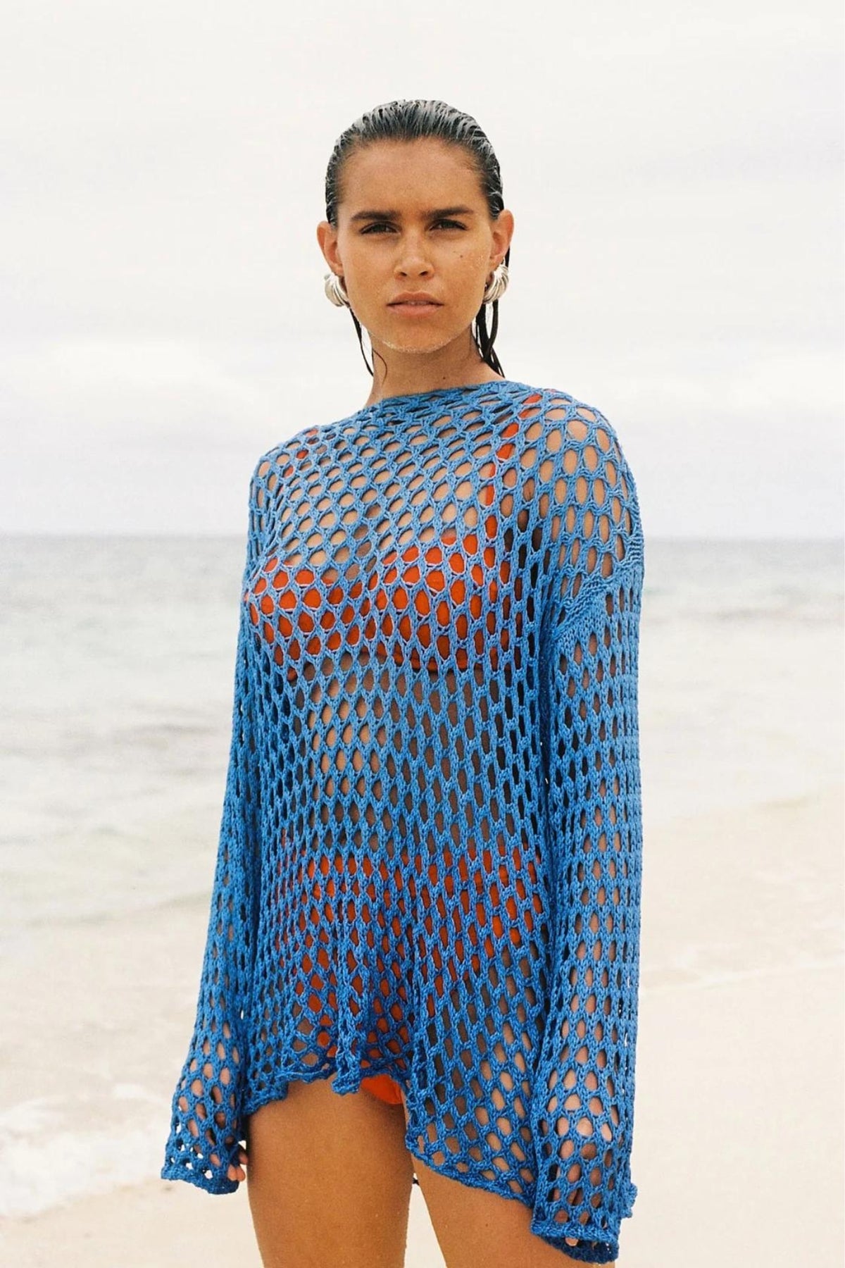 Crochet Knit Top | Sky