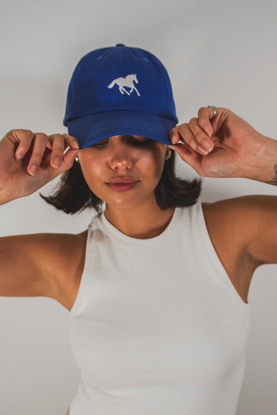 Horse Girl Cap | Blue/White
