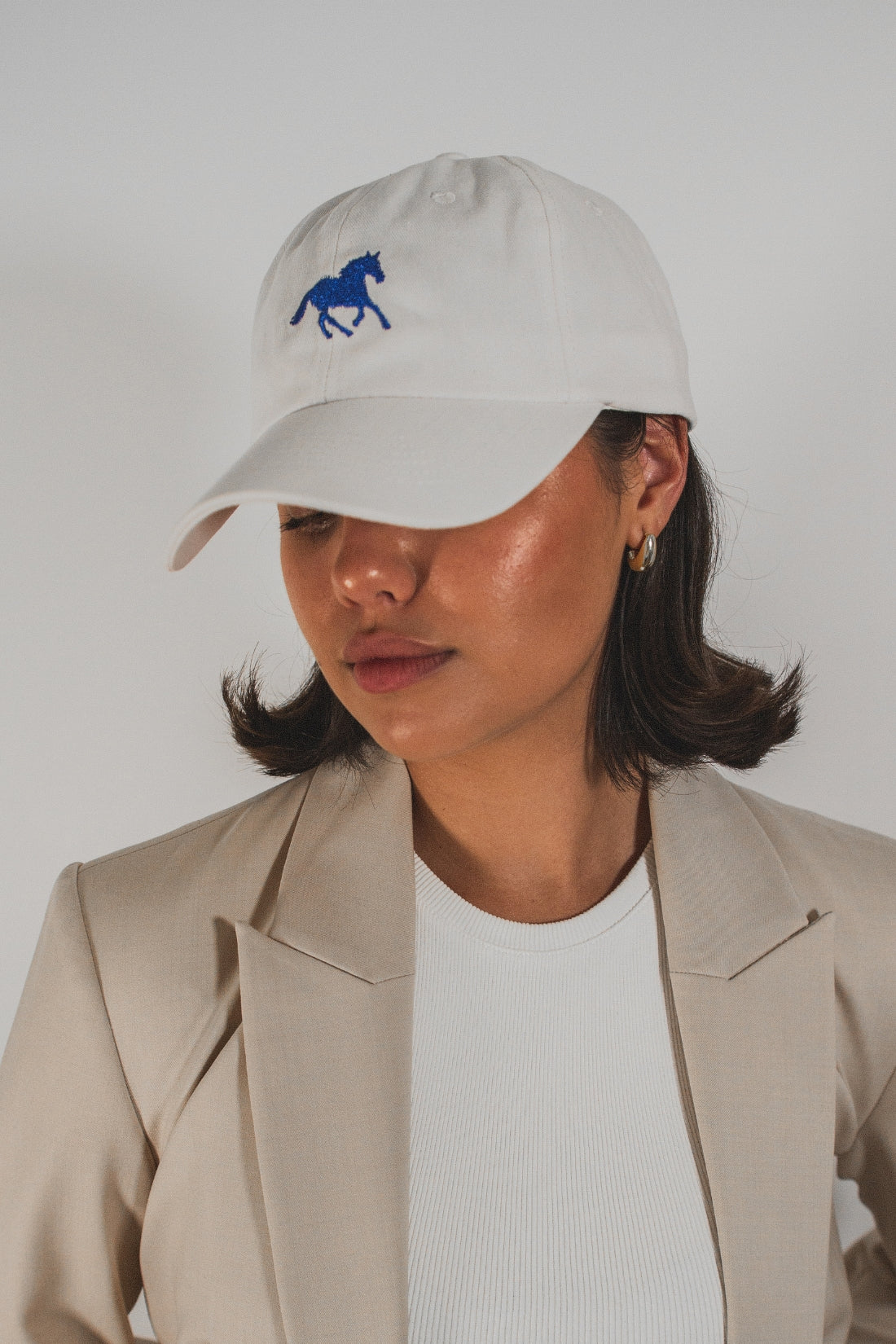 Horse Girl Cap | White/Blue