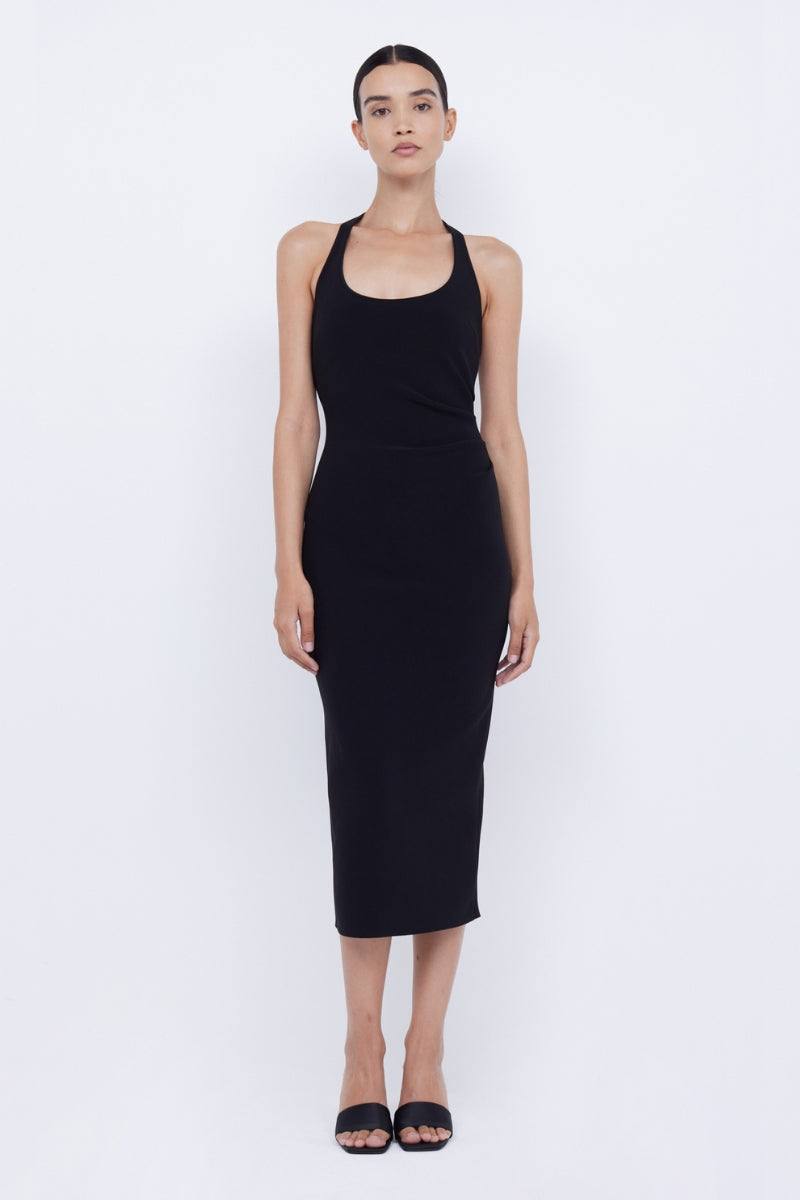 Cyndie Halter Midi Dress | Black
