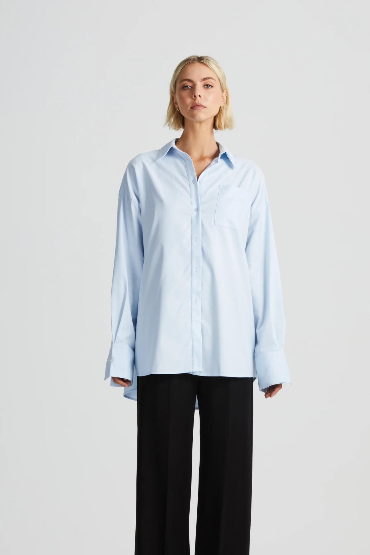 Signature Relaxed Monogram Cotton Shirt | Oxford Blue