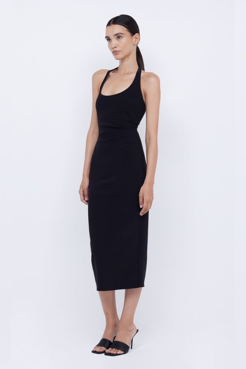Cyndie Halter Midi Dress | Black