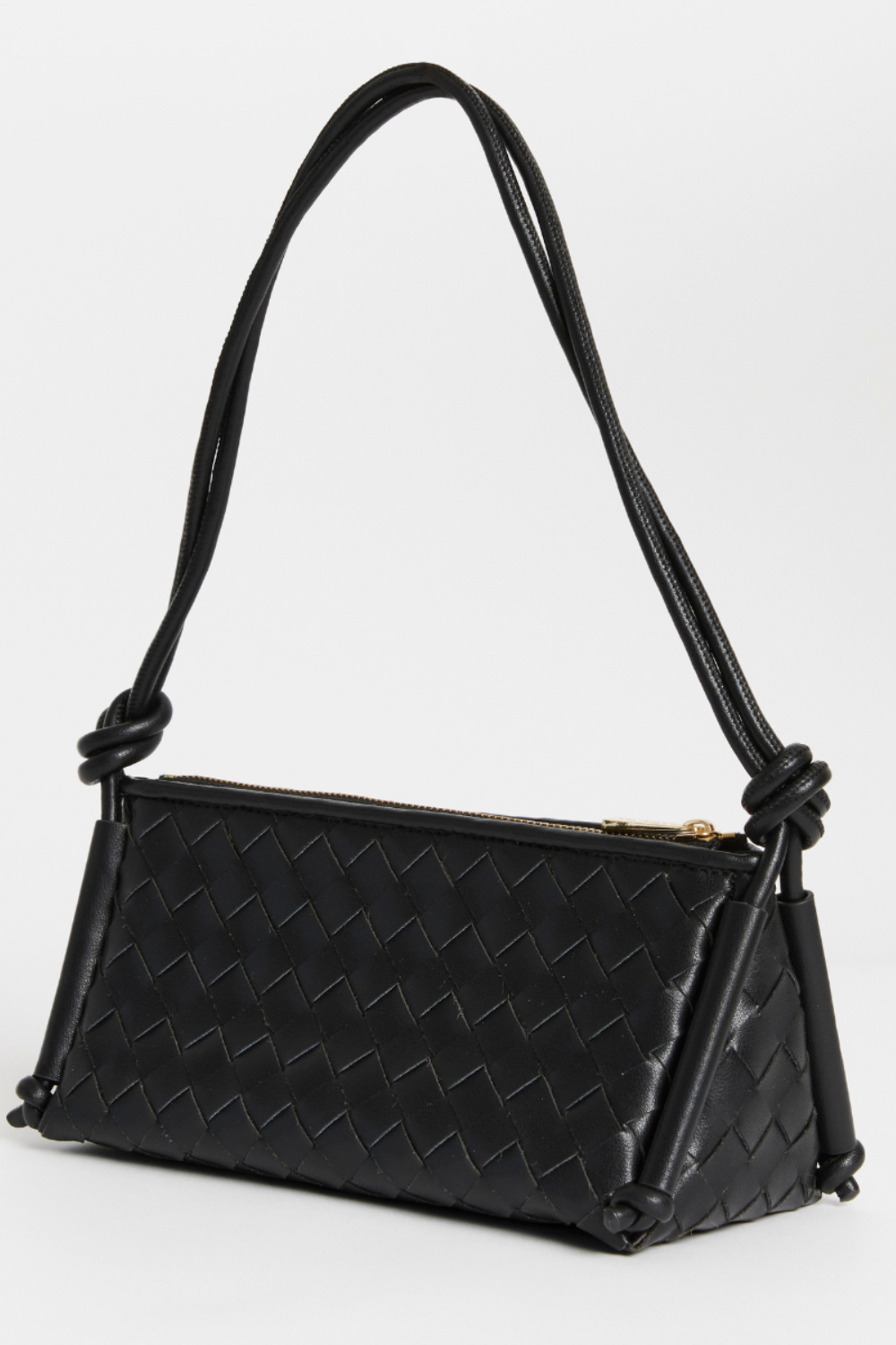 Daniella Triangular Woven Shoulder Bag | Black
