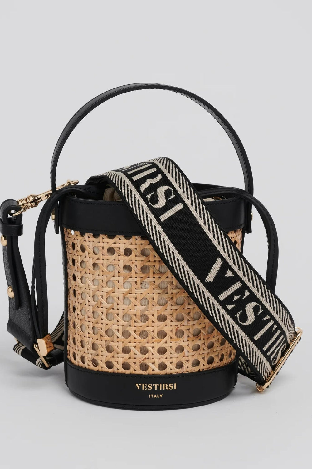 Vestirsi Woven Strap | Black Smooth Leather