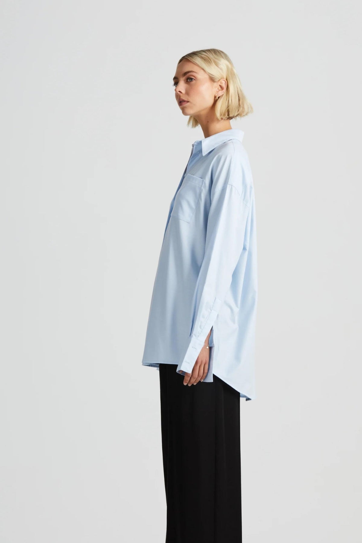 Signature Relaxed Monogram Cotton Shirt | Oxford Blue