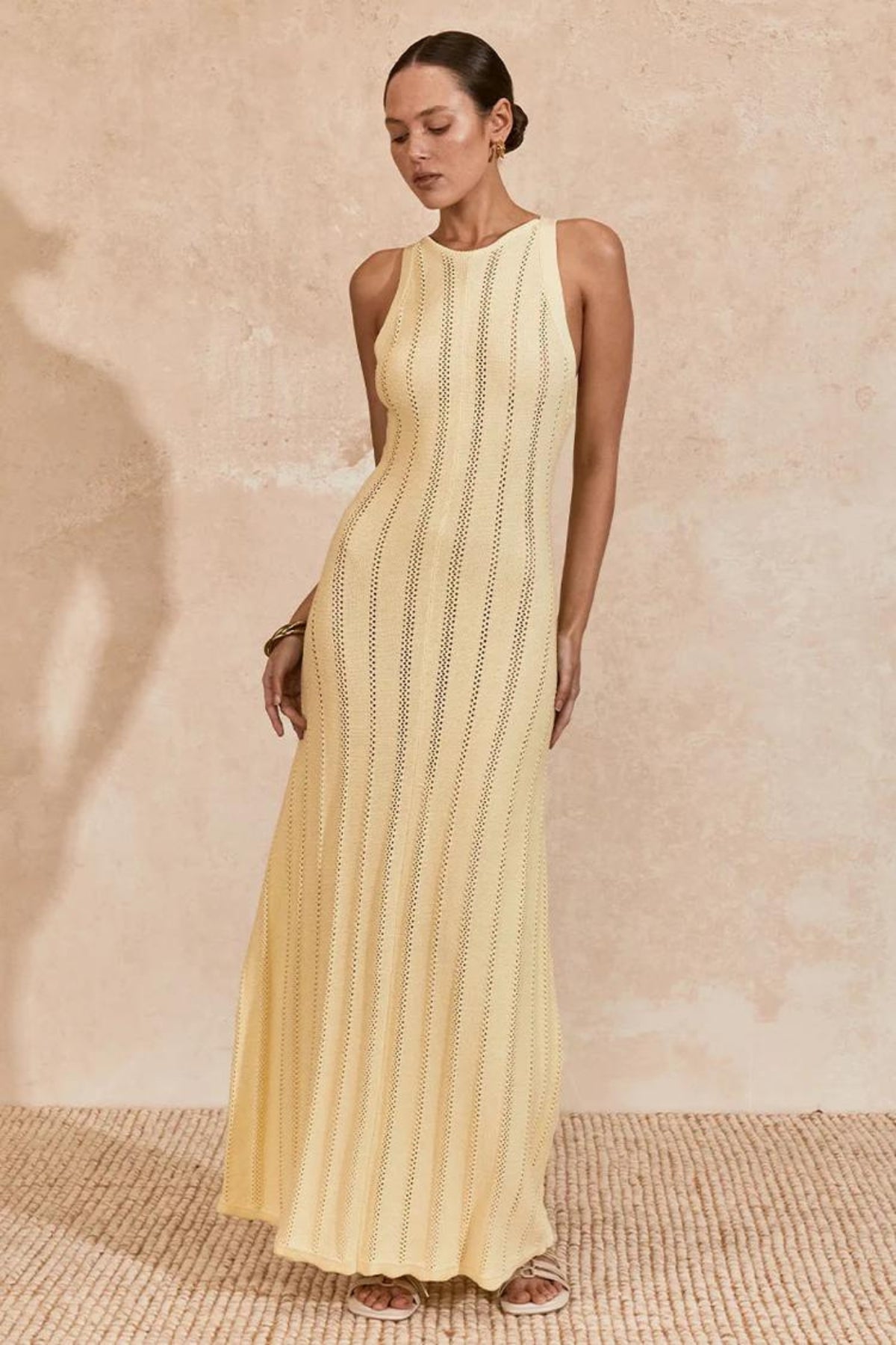 Aster Knit Midi Dress | Lemon