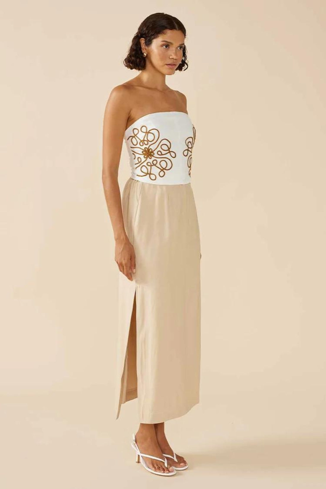 Luna Embroidered Top | Ivory Biscuit