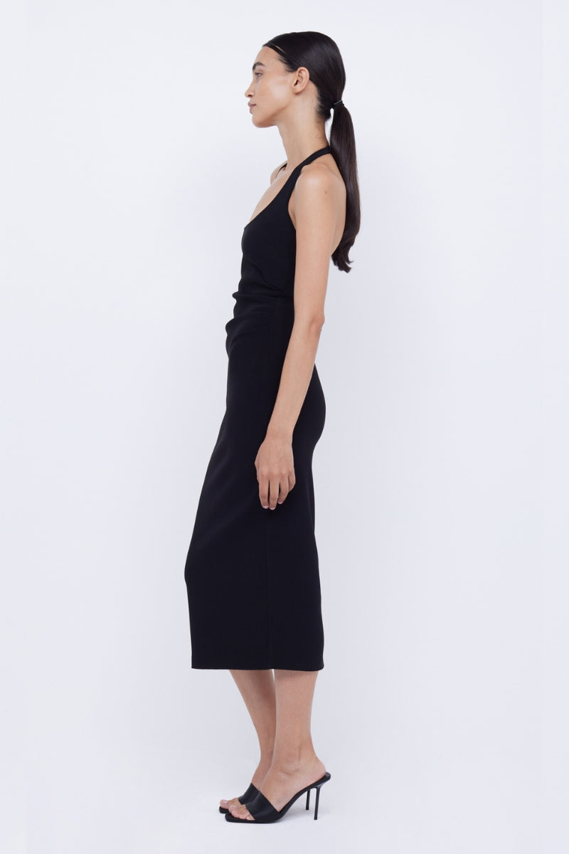 Cyndie Halter Midi Dress | Black