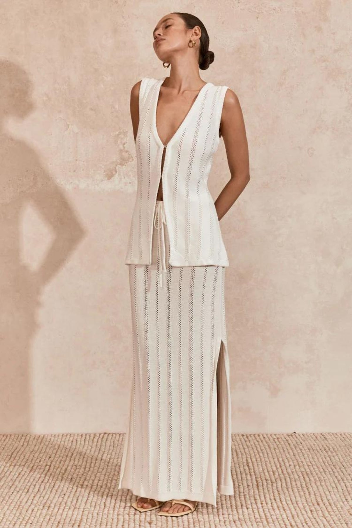 Aster Knit Skirt | White