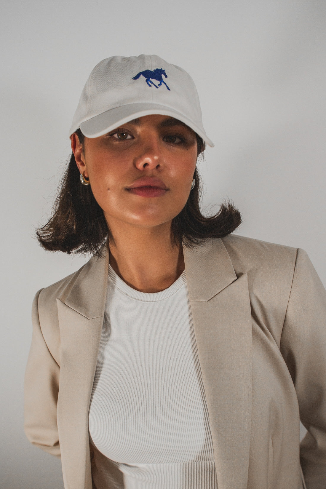 Horse Girl Cap | White/Blue
