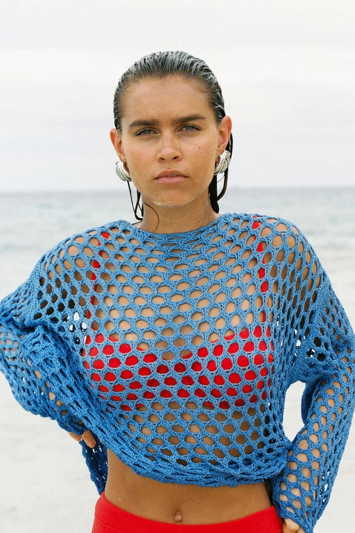 Crochet Knit Top | Sky