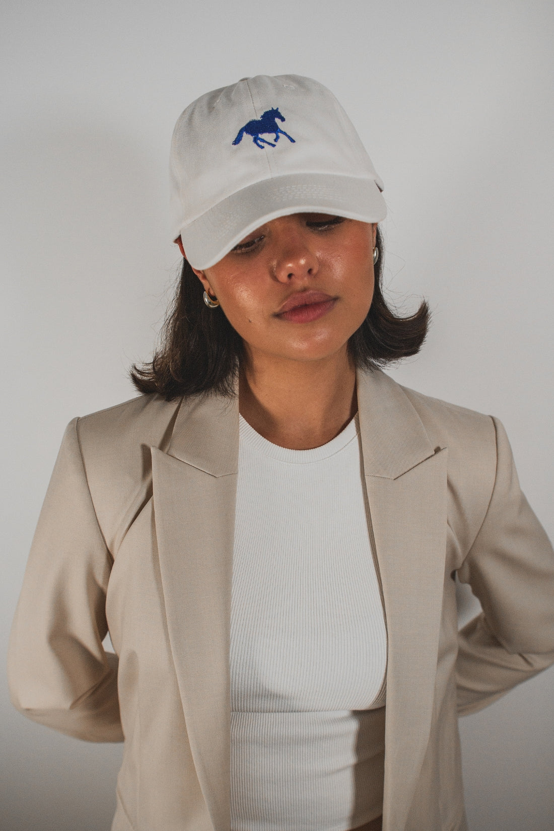 Horse Girl Cap | White/Blue