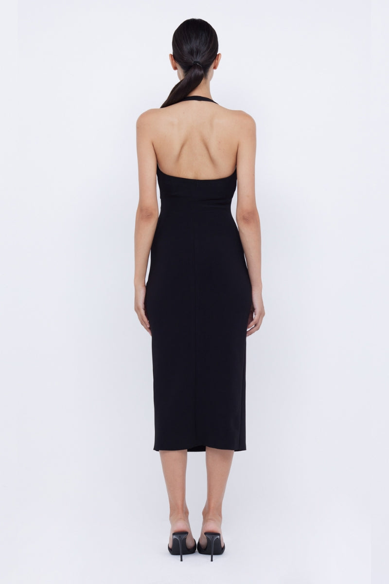 Cyndie Halter Midi Dress | Black