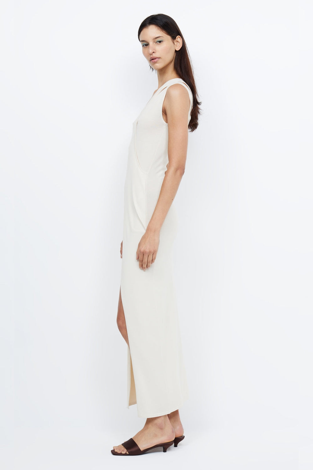 Mira Asym Knit Maxi Dress | Cream