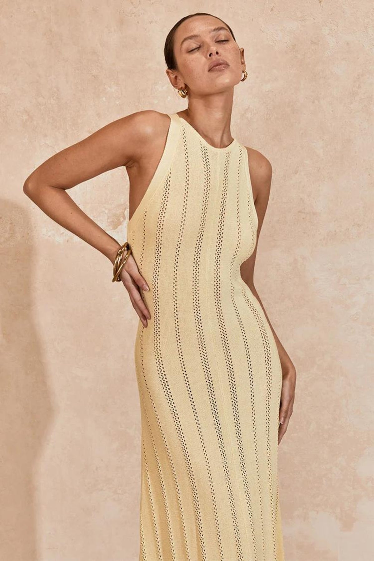 Aster Knit Midi Dress | Lemon