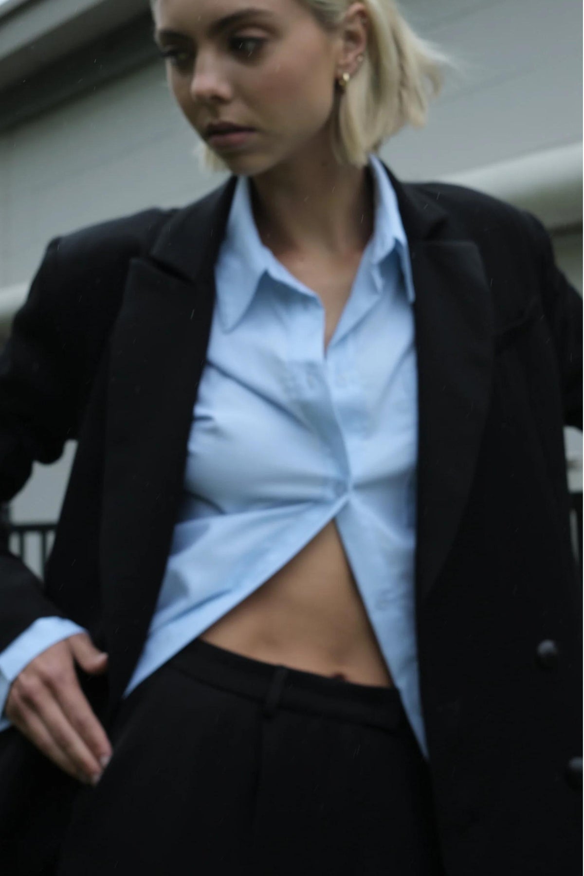 Signature Relaxed Monogram Cotton Shirt | Oxford Blue