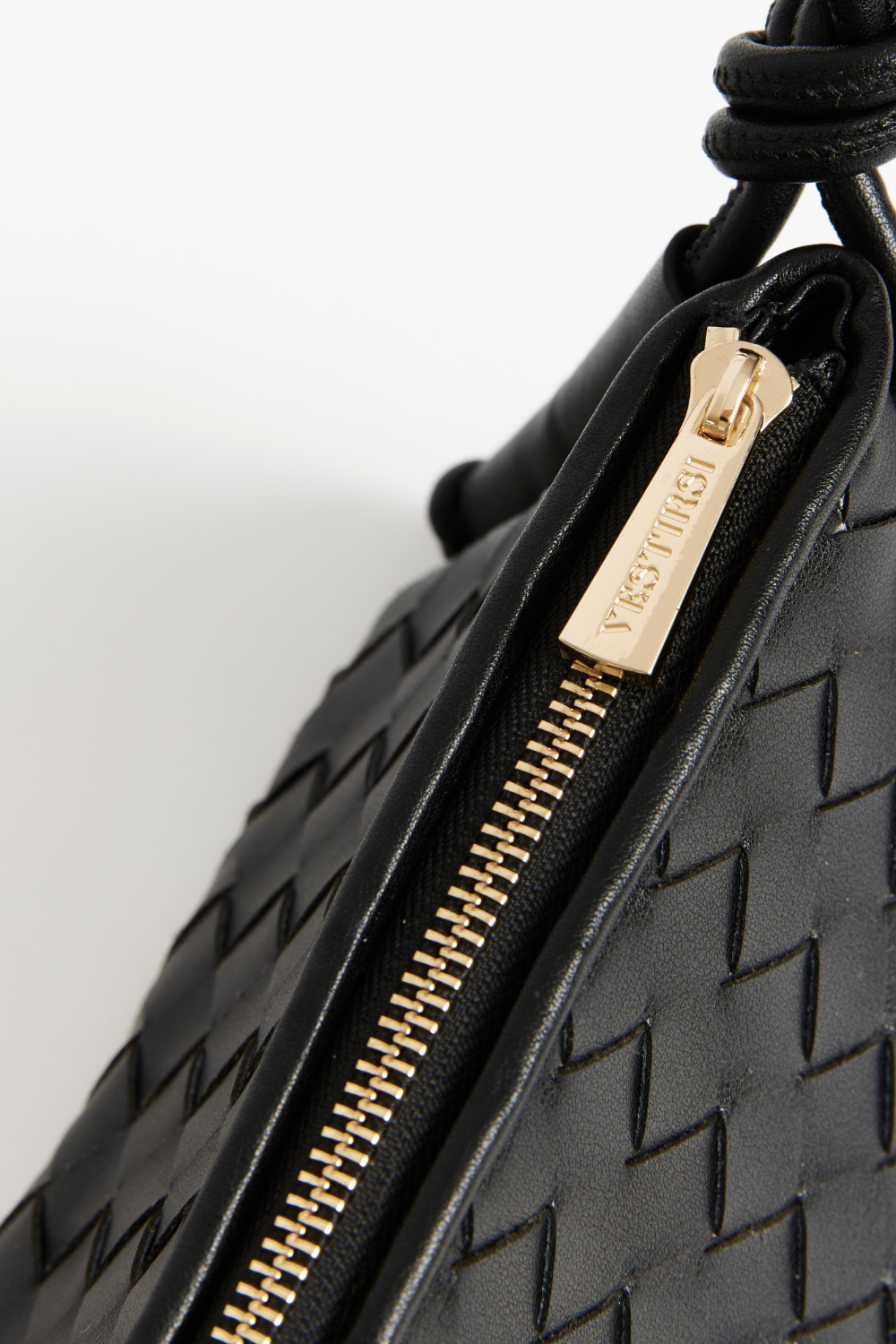 Daniella Triangular Woven Shoulder Bag | Black