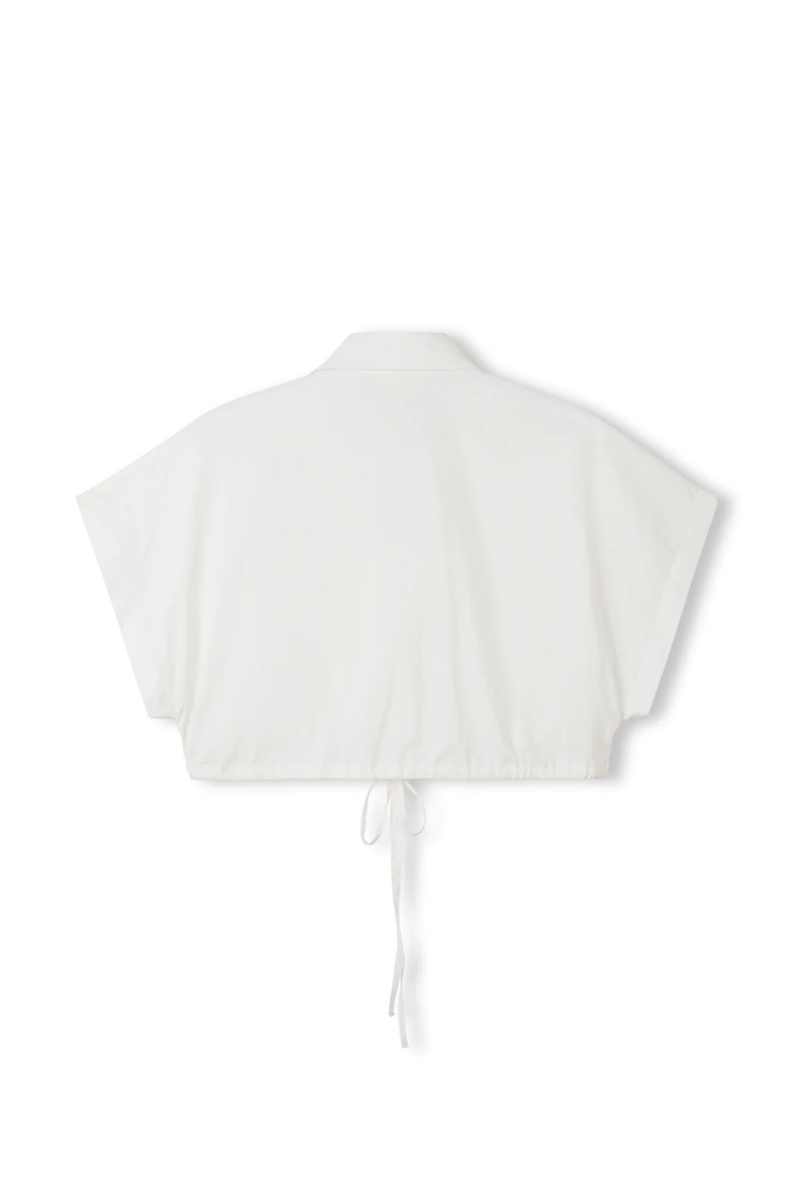 Organic Cotton Blend Cropped Shirt | White