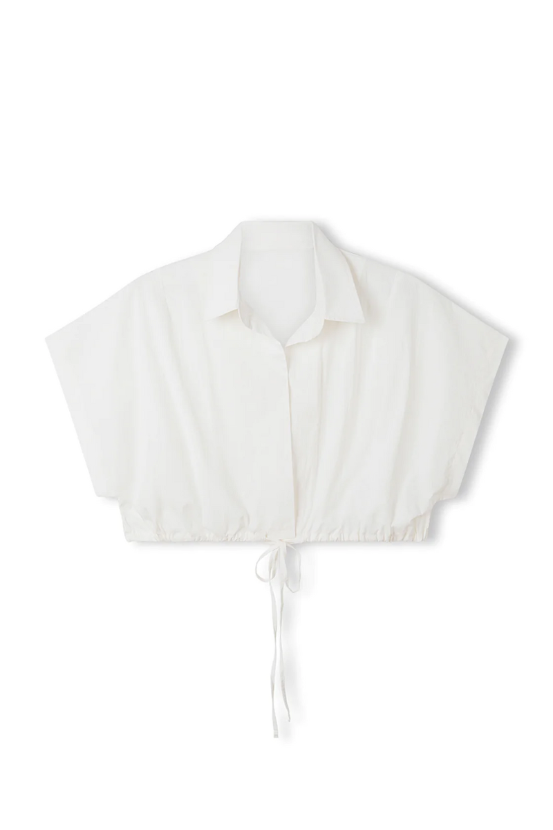 Organic Cotton Blend Cropped Shirt | White