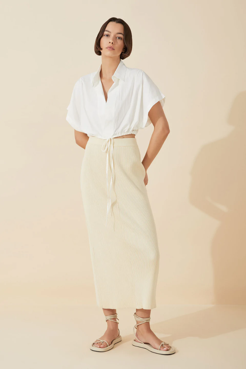 Organic Cotton Blend Cropped Shirt | White