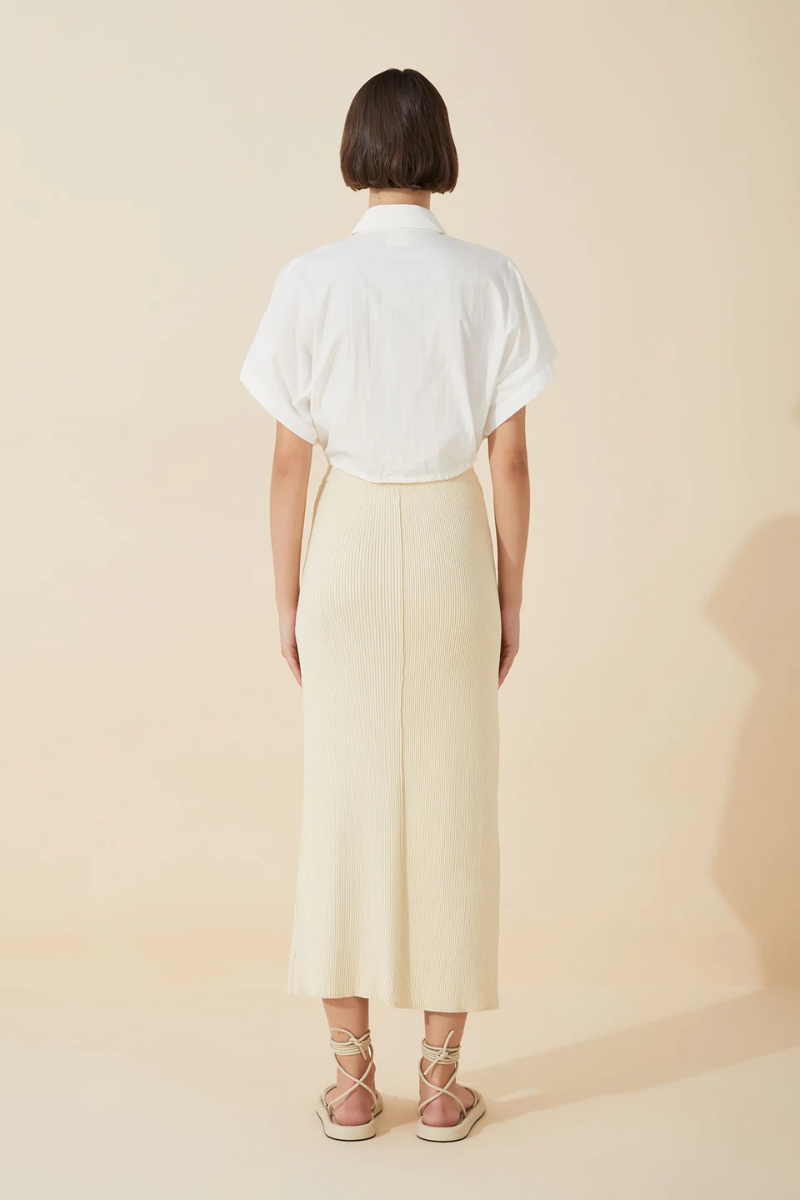 Organic Cotton Blend Cropped Shirt | White