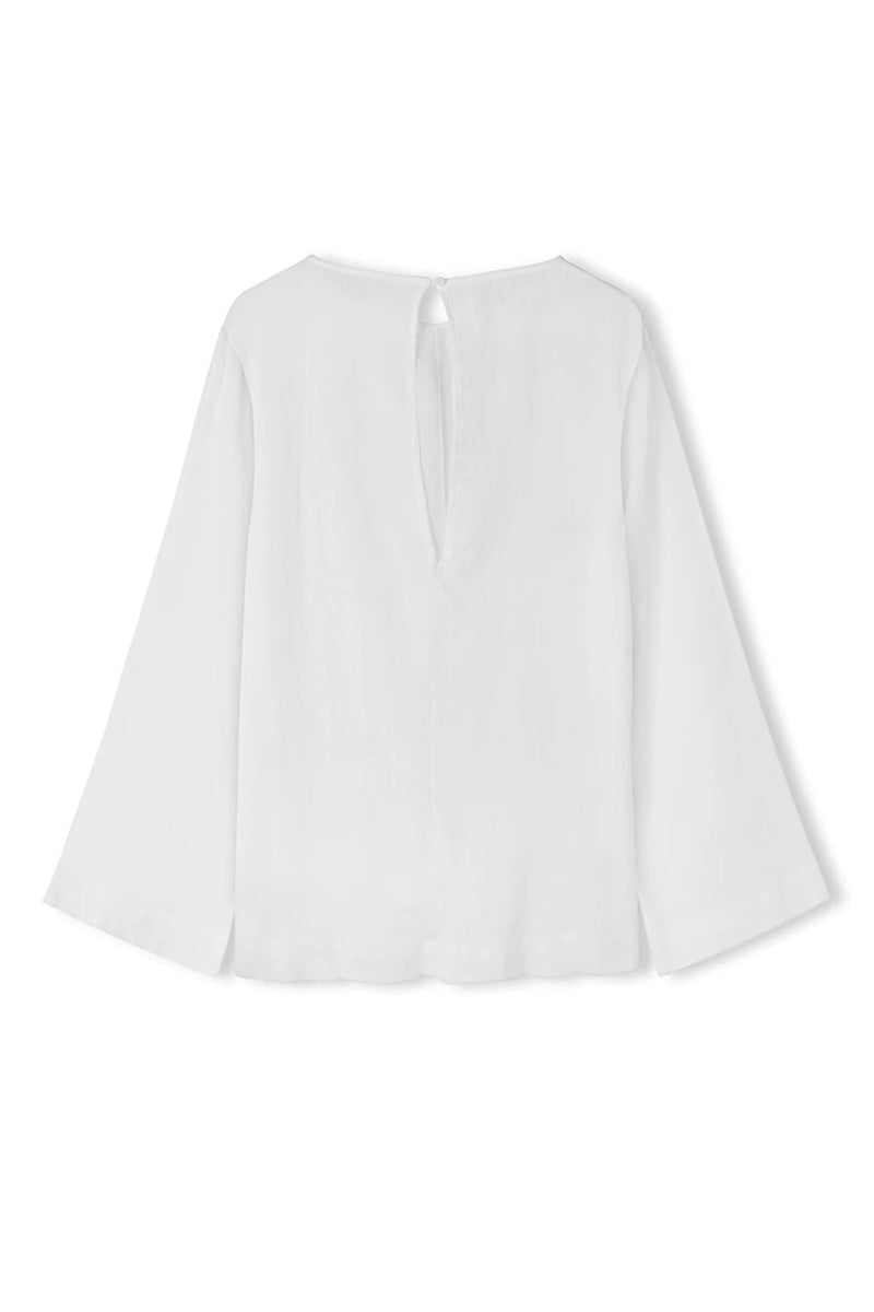 Linen Blend Pullover Top | White