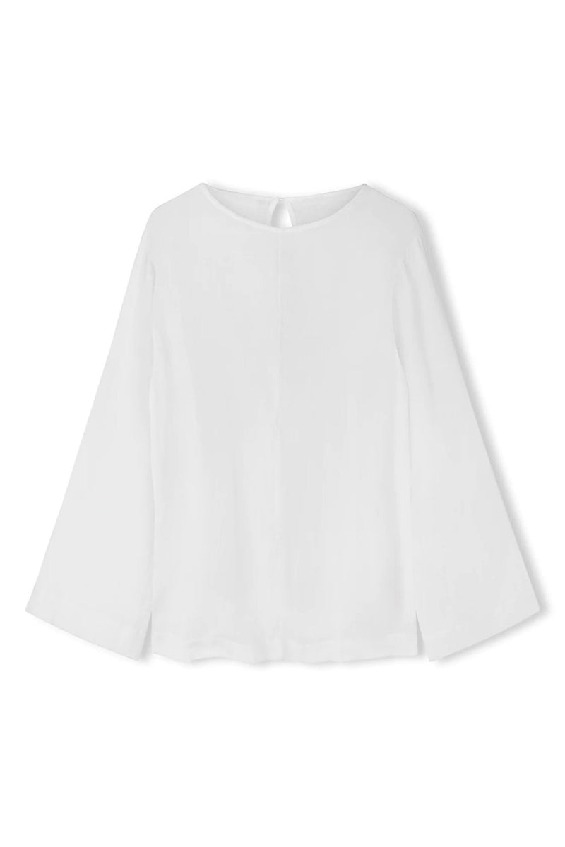 Linen Blend Pullover Top | White